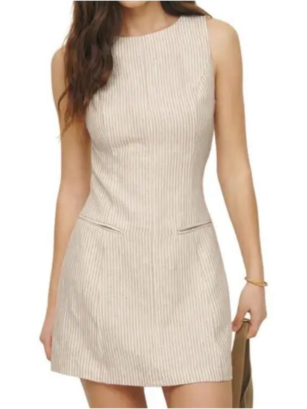 Reformation Citron Linen Dress, Sandy Striped size 8 petite